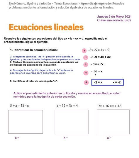 Ecuaciones Lineales Ficha Interactiva Topworksheets