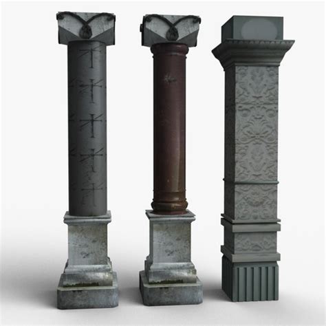 3d Model Columns Vr Ar Low Poly Cgtrader