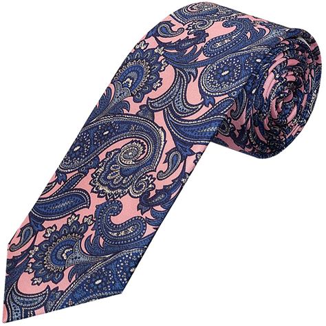 Pink With Blue Paisley Classic Men S Silk Tie