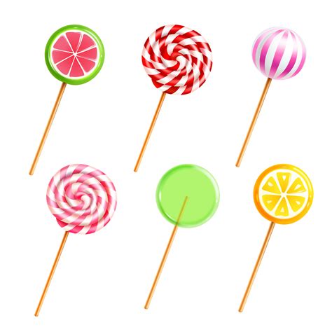 Sweets Lollipops Candies Realistic Icons Set 477130 Vector Art At Vecteezy