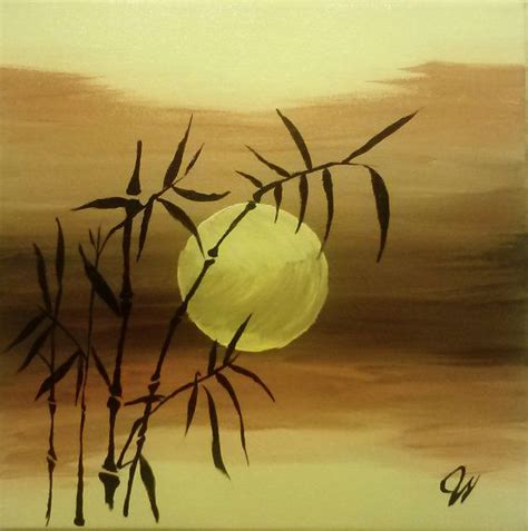 Original Abstract Landscape Acrylic Art On Canvas Bamboo