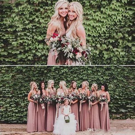 2019 Dusty Rose Pink Bridesmaid Dresses Sweetheart Ruched Chiffon A Line Long Maid Of Honor