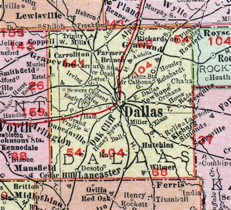 Dallas County Texas 1911 Map Rand Mcnally Garland Mesquite Lancaster