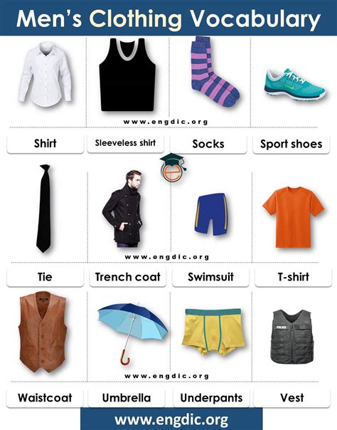 Mens Wear Vocabulary Clothing Vocabulary Basic English Vocabulary