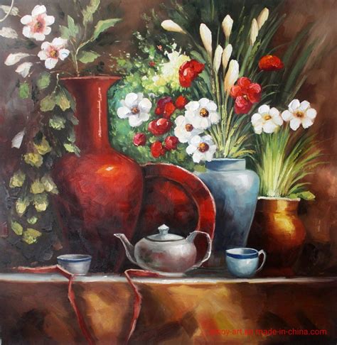 Handmade Classical Flower Oil Painting With Thick Oils China Wall