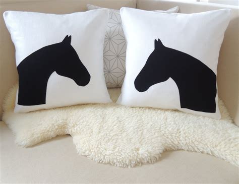 Horse Head Pillow Cover Pair Modern Equestrian