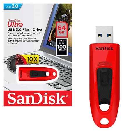 Sandisk Sdcz48 064g Uq46 Ultra Usb 30 Flash Drive 64gb Red Stylish