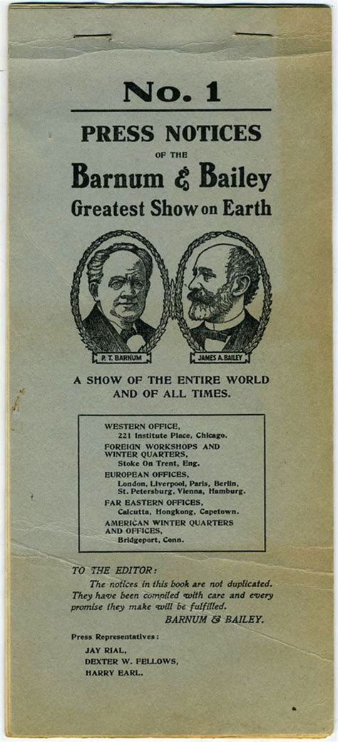 No Press Notices Of The Barnum Bailey Greatest Show On Earth Booklet Kangaroo