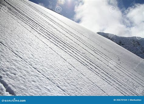 Ski Slope In Powder Snow Mountain Landscape Stock Photo Image Of