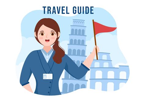 Travel Guide And Tour With Showing Interesting Places To Group Of