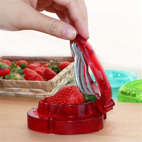 Ttlife 1pcs Strawberry Slicer Stainless Steel Kitchenware Plastic Fruit