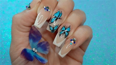 Mariposas Azules Tendencia 🦋 Diseño En Uñas Paso A Paso Youtube