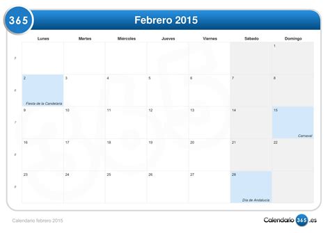 Calendario febrero 2015