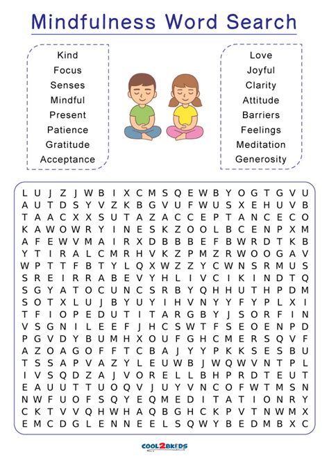 Printable Mindfulness Word Search