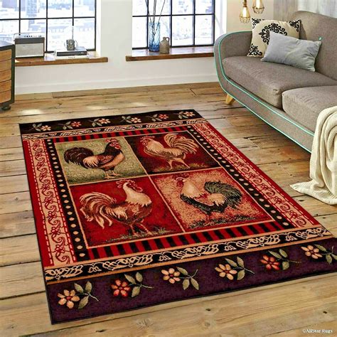 Rugs Area Rugs Carpets 8x10 Area Rug Modern Rooster Kitchen Large Floor