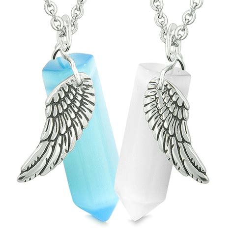 Amulets Love Couples Powers Angel Wings Crystal Points White Sky Blue