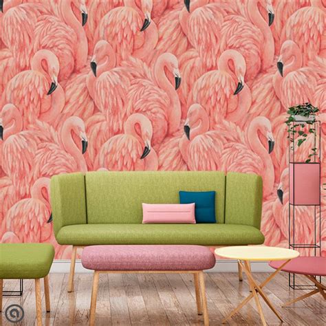 Removable Wallpaper FLAMINGO FLOCK Simply Peel and Stick | Etsy | Removable wallpaper ...