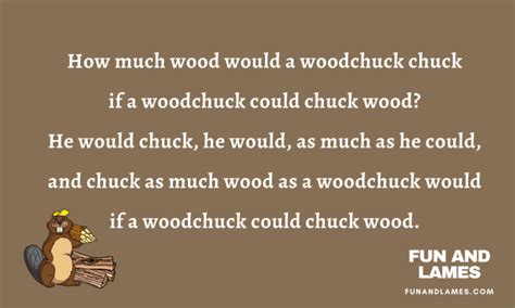 How Much Wood Could A Woodchuck Chuck Tongue Twister For Kids
