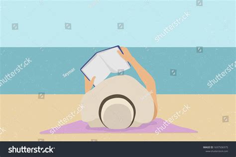 Woman Tanning Beach Reading Book Vector Stock Vector Royalty Free