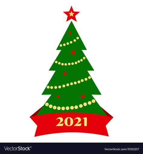 2021 Christmas Tree Icon With Decoration Vector Image