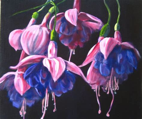 Marions Floral Art Blog Dancing Fuschias Acrylic Painting