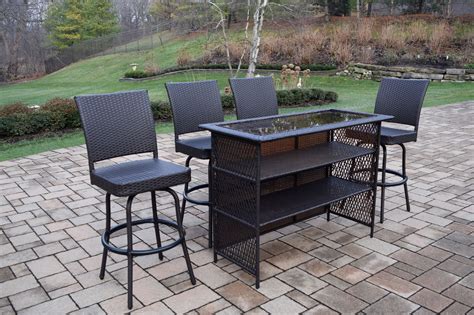 Outdoor Living And Style 5 Piece Black Resin Wicker Outdoor Patio Bar