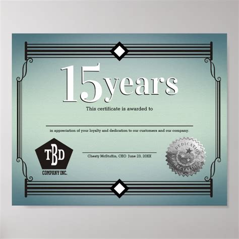 Columns Milestone Employee Anniversary Certificate Poster Uk