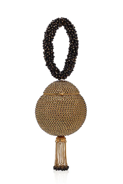Mae Cassidy Babi Crystal Pearl Bracelet Clutch Bag Black And Gold