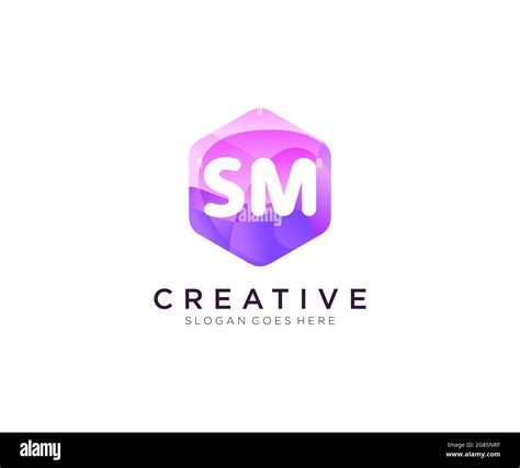 Sm Initial Logo With Colorful Hexagon Modern Business Alphabet Logo