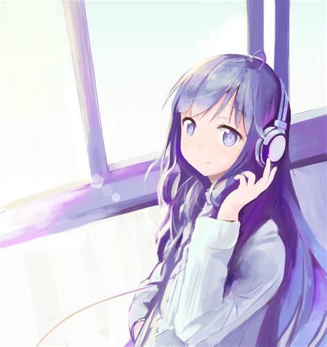 Download 1080x2160 Anime Girl Headphones Long Hair Windows
