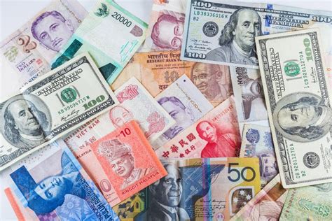 Multiple Currencies Banknotes As Colorful Background Stock Photo