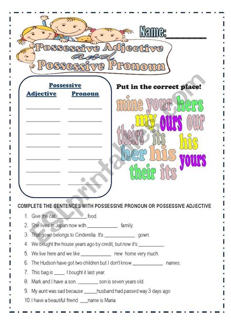 Possessive Pronouns Vs Possessive Adjectives English Esl Worksheets Images