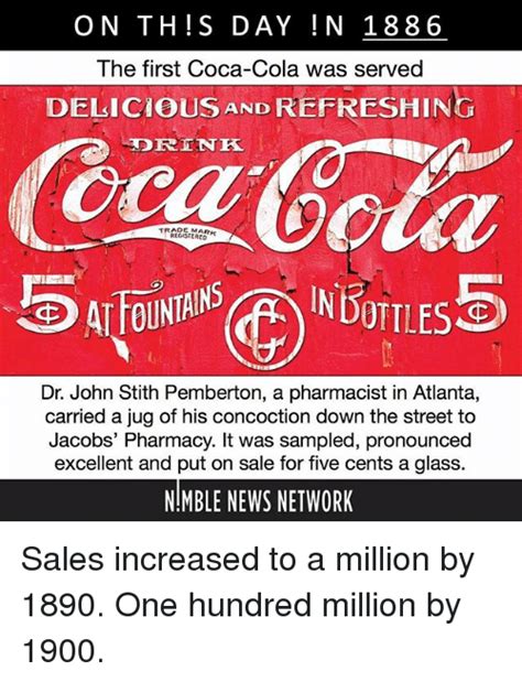 On This Day N 1886 The First Coca Cola Was Served Deliciousand