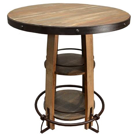 Rustic Style Solid Wood Pub Table Bistro Table With Foot Rest