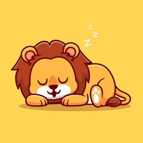 Premium Vector Cute Lion Sleeping Cartoon Vector Icon Illustration