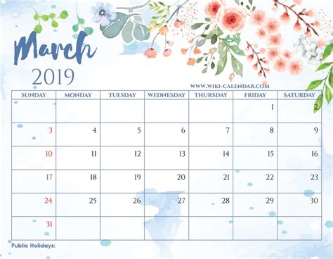 Free March Printable Calendar