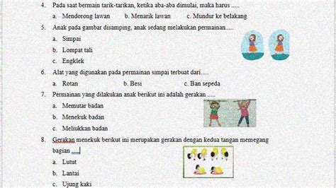 Soal Penilaian Harian Mapel PJOK Kelas Tema Dan Kunci Jawabannya SekolahDasar Net