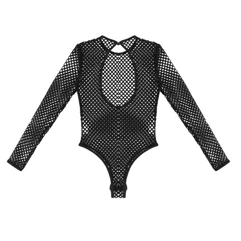 Womens One Piece Bodystocking Fishnet See Through Sheer Lingerie Transparent High Cut Tank Thong