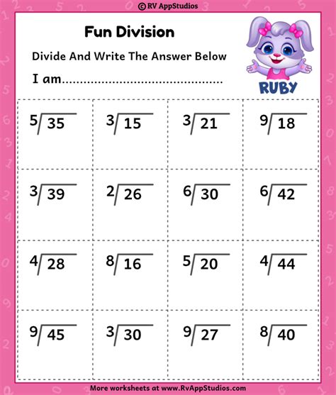 Free Printable Basic Division Worksheets