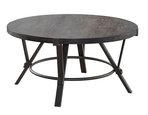 steve silver portland industrial round iron base cocktail table van hill furniture occ