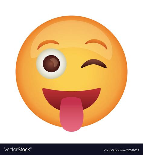 Detail Crazy Emoji Face With Tongue Out Flat Style Icon Vector Image