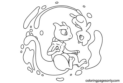 Mewtwo Mew Coloring Pages To Download Free Printable Coloring Pages