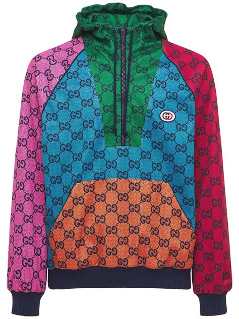 gucci gg multicolor tech jersey zip hoodie multicolor luisaviaroma