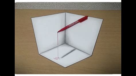 【トリックアート】赤ペンを浮かす方法 3dペン Trick Art Youtube