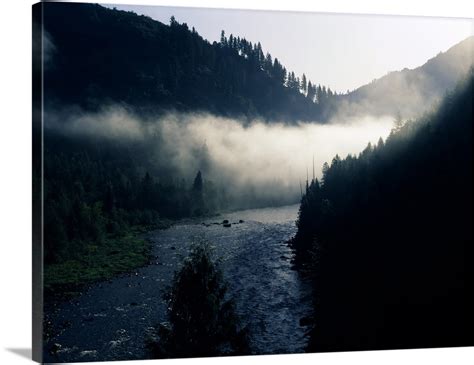 Fog Over A River At Dawn Lochsa River Idaho Wall Art Canvas Prints