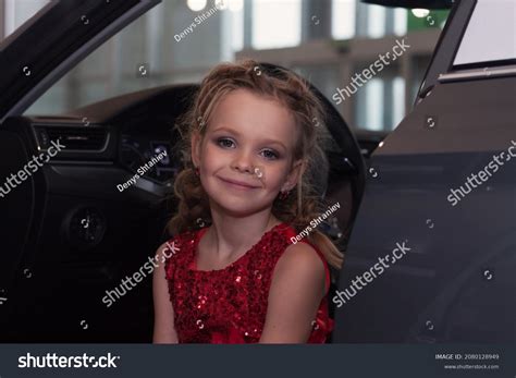 Little Girl Red Shiny Dress Cute Stock Photo 2080128949 Shutterstock