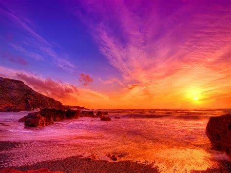 Küste Bei Sonnenuntergang Hd Desktop Hintergrund Widescreen High