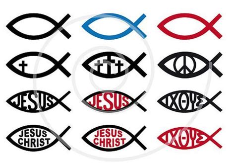Jesus Christ Symbol Fish Sign Religious Icons God Cross Religion