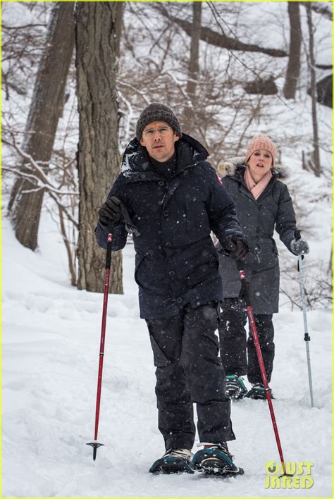 Julianne Moore Falls In The Snow And Gets Helped Up By Ethan Hawke Photo
