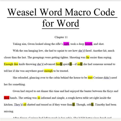 Weasel Word Macro Code For Word Melissa Jagears